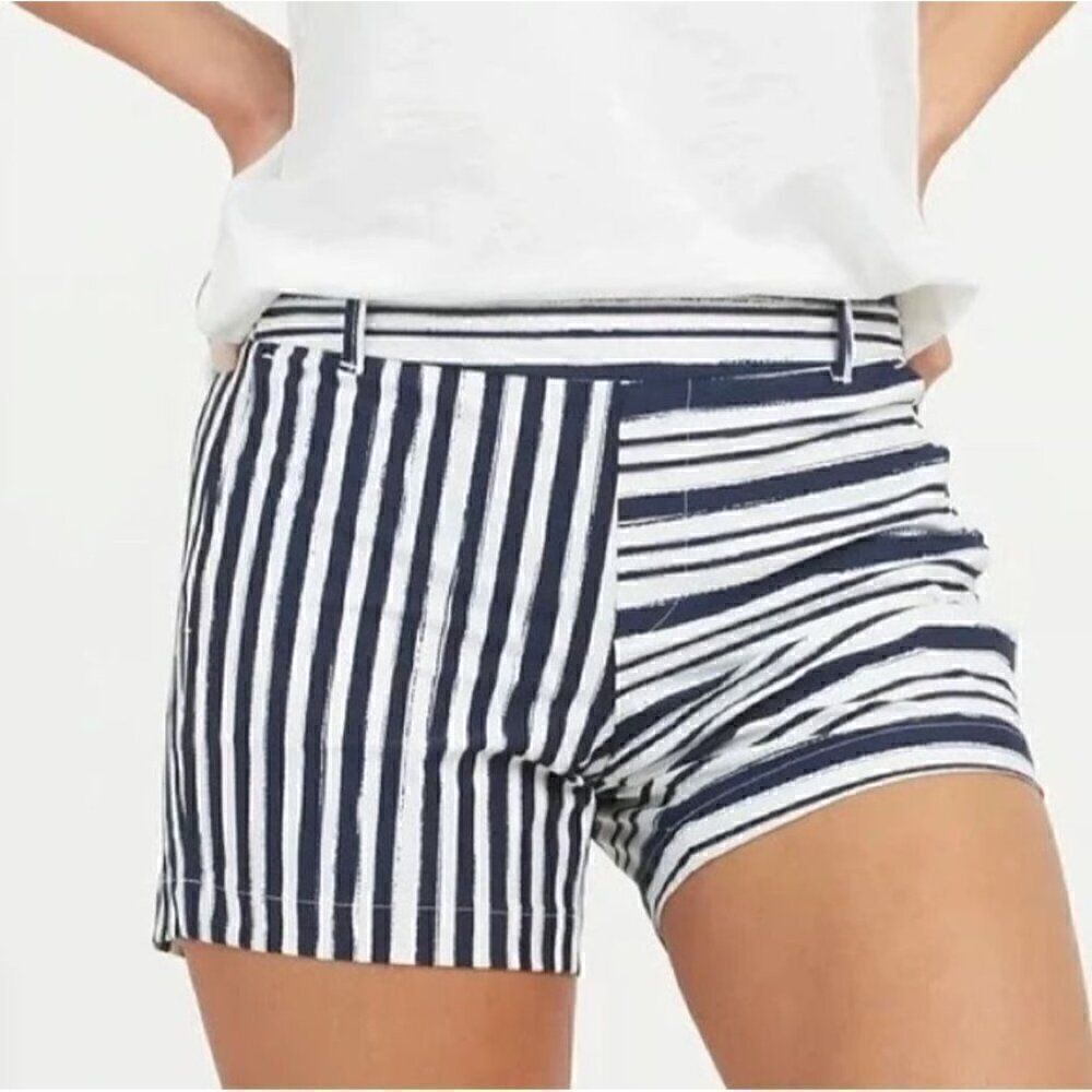 NEW! Spanx Sunrise Shorts Blue Painted Stripe Size XL